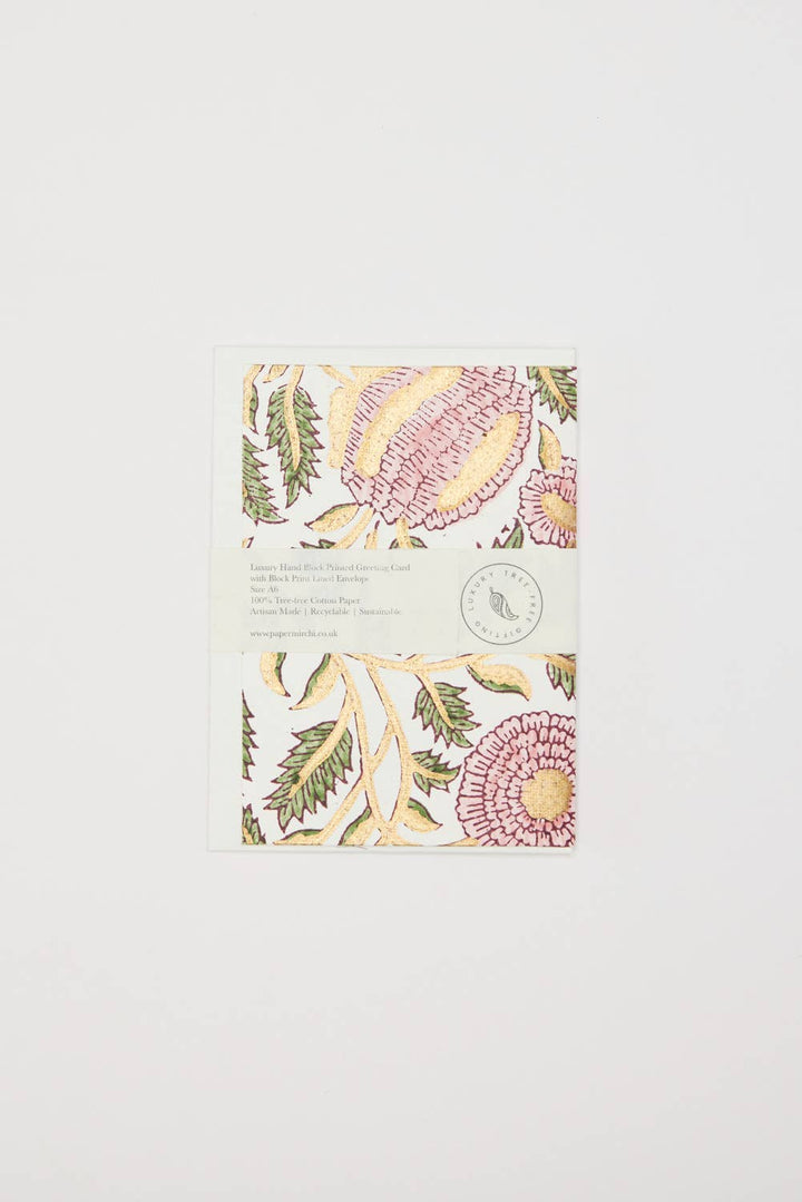 Håndtrykt gratulasjonskort – Marigold Glitz Blush