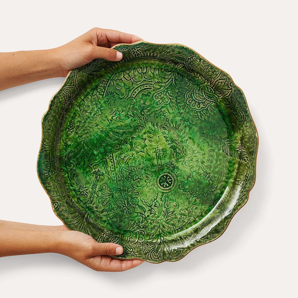 Sthål Rundt serveringsfat / pizzatallerken Seaweed – 34 cm