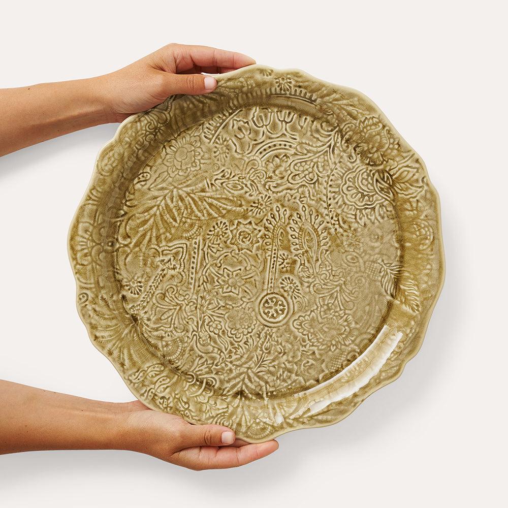 Sthål Rundt serveringsfat / pizzatallerken Sand – 34 cm