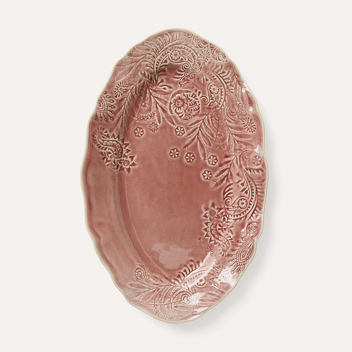 Sthål ovalt serveringsfat – Old Rose