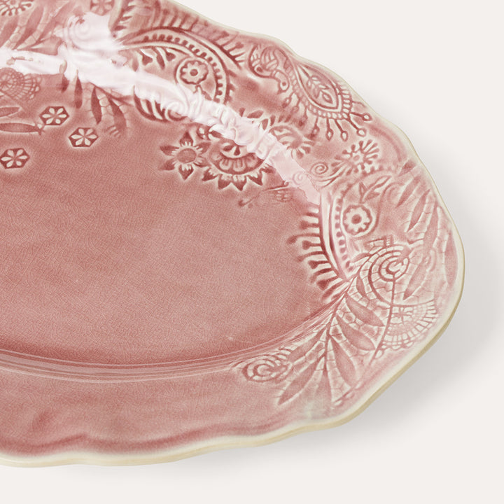 Sthål ovalt serveringsfat – Old Rose