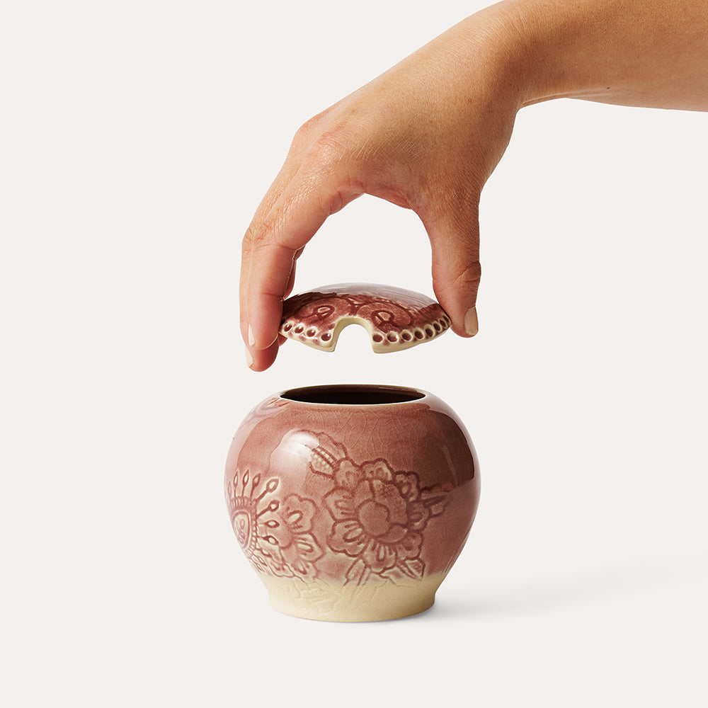 Sthål Sukkerbolle med lokk – Old Rose