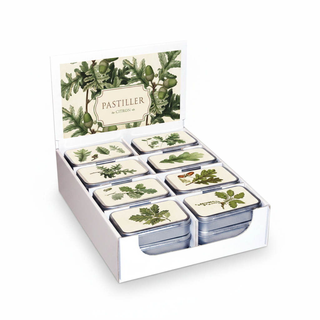 Drops i tinnboks sitronsmak - eiketre assortert