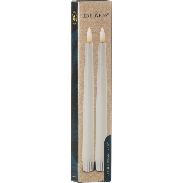 LED Kronelys – 2,2 x 22 cm, Ivory (2 pk)