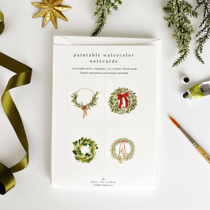 Malbare Akvarellkort – Julekrans