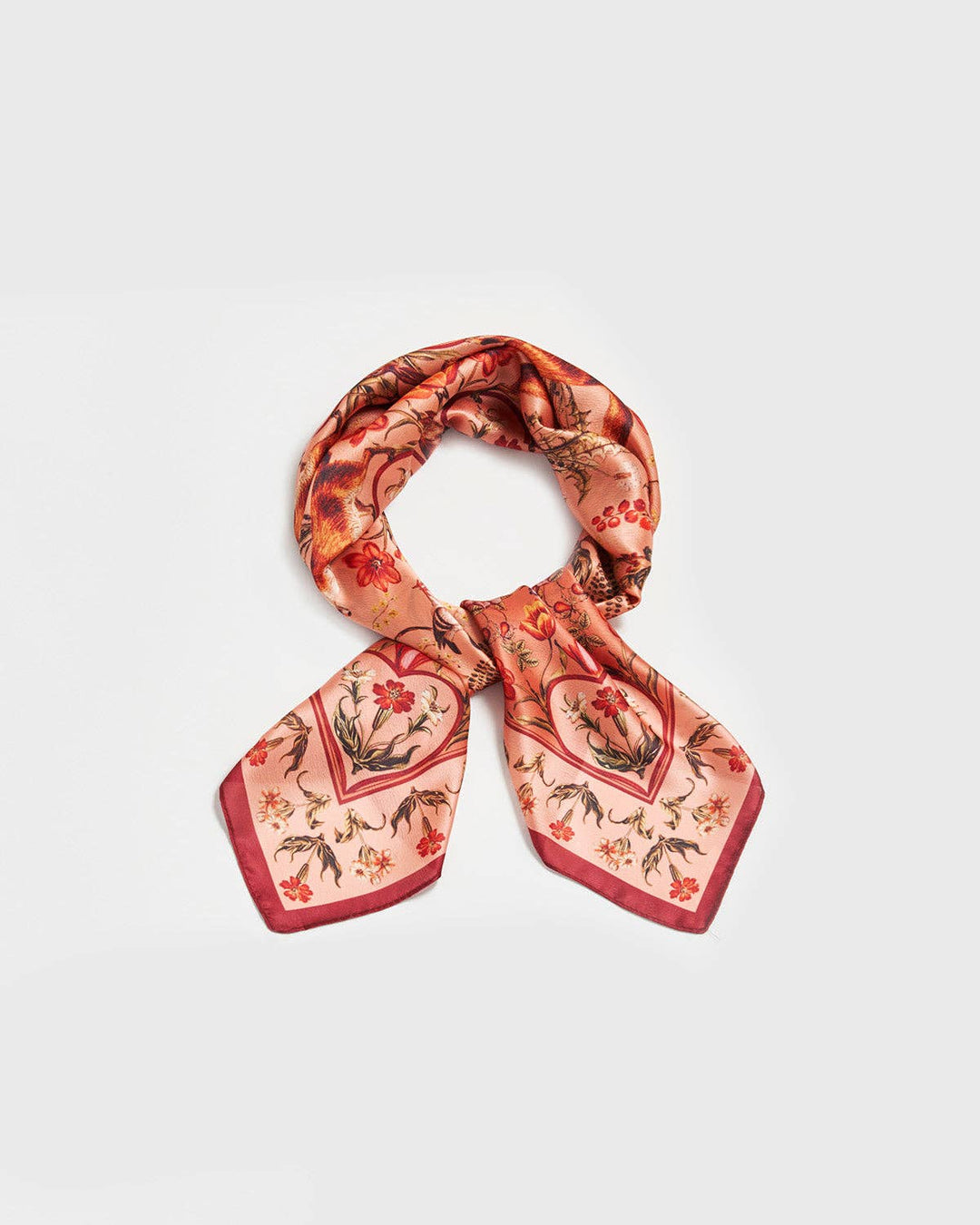 Folksy Fox Tales skjerf – ferskenfarget kvadrat