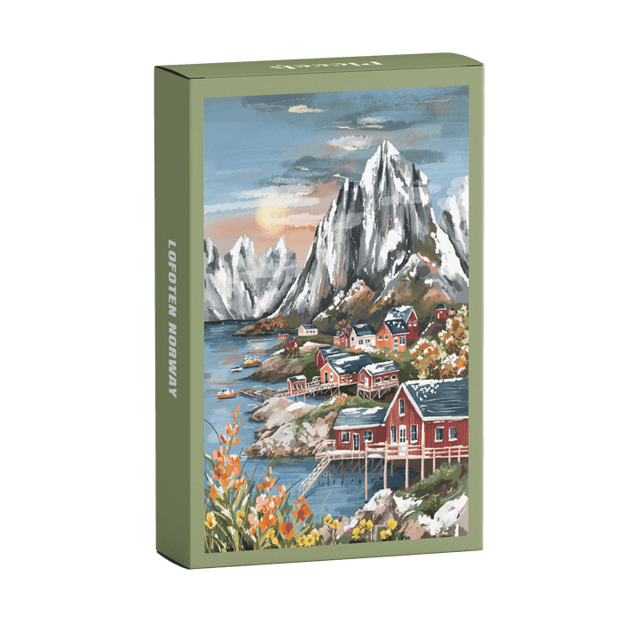 Minipuslespill Lofoten – Illustrert av Claire Morris (99 brikker)