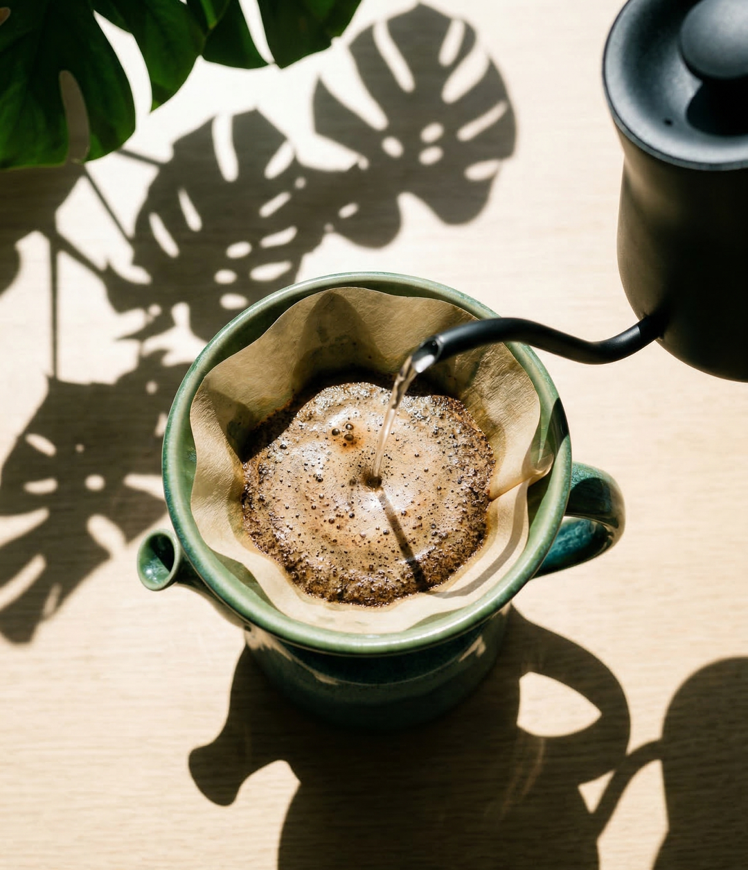Kaffekanne grønn kjeramikk
