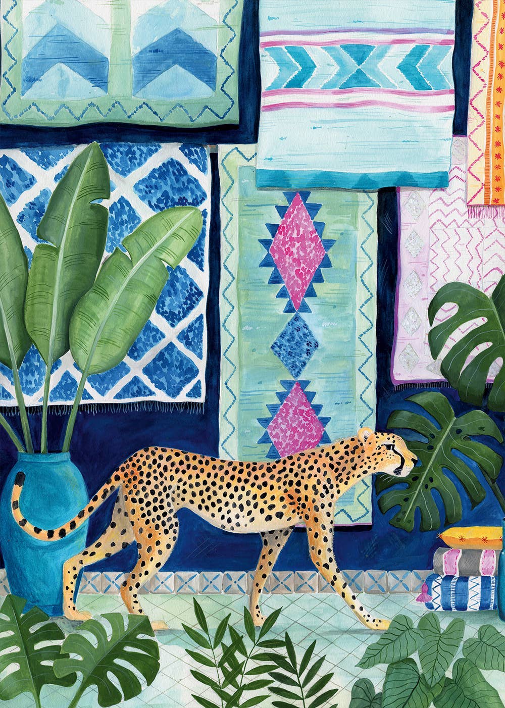 Cheetah in Morocco Puslespill 1000 brikker  - Illustrert av Bex Parkin