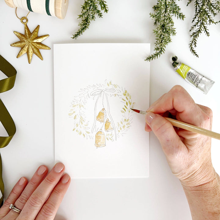Malbare Akvarellkort – Julekrans