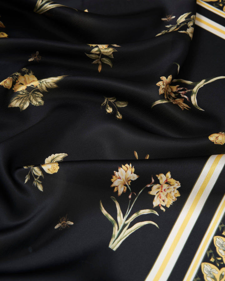 Fable Skjerf - Black Nouveau Floral - 65*65 cm