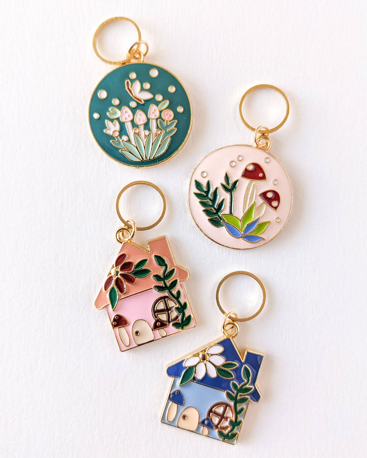 Maskemarkører med blomsterdekor – sett med 4