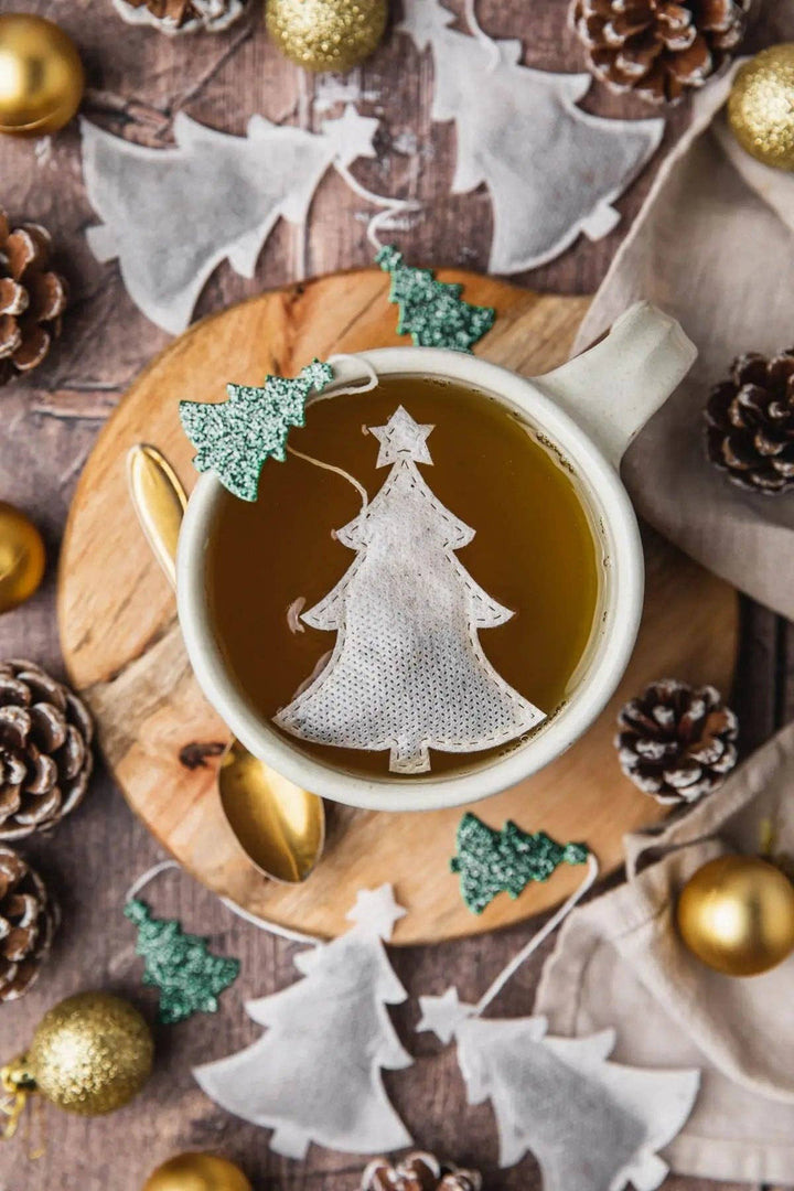 Håndsydde Juletre-teposer – Rooibos Cinnamon Roll | 5 stk.