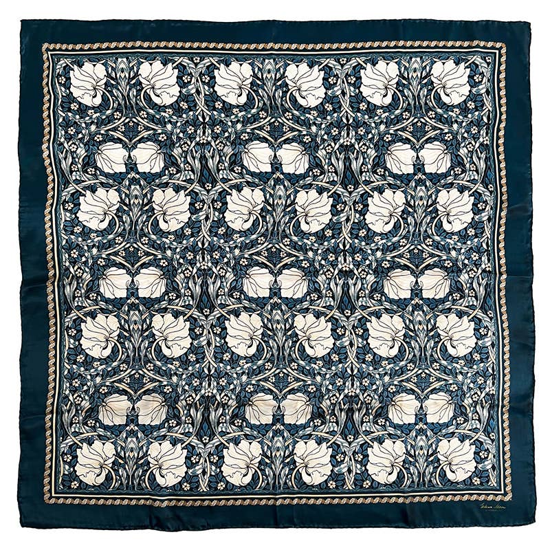 Silkeskjerf - Morris Pimpernell Blue - 90 x 90 cm
