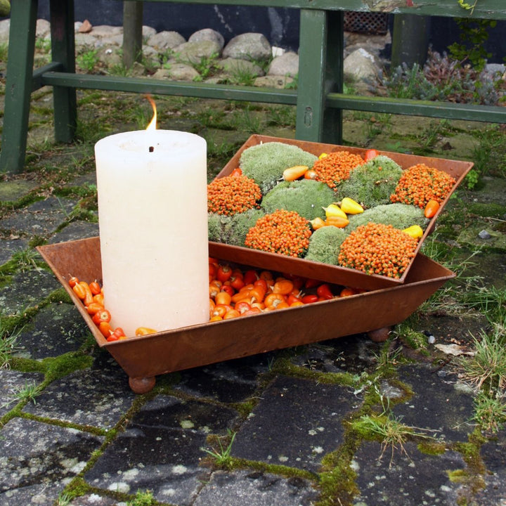 Rektangulært fat i rustfinish