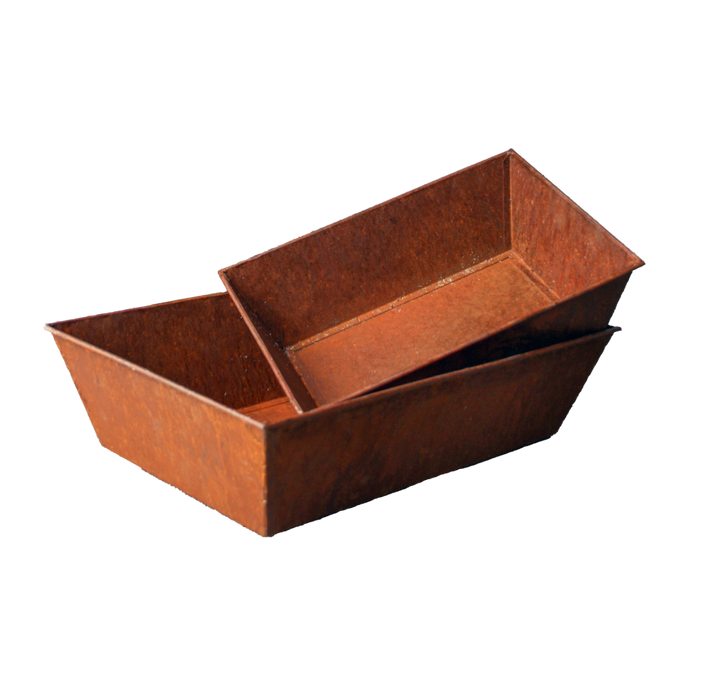 Rektangulært fat i rustfinish