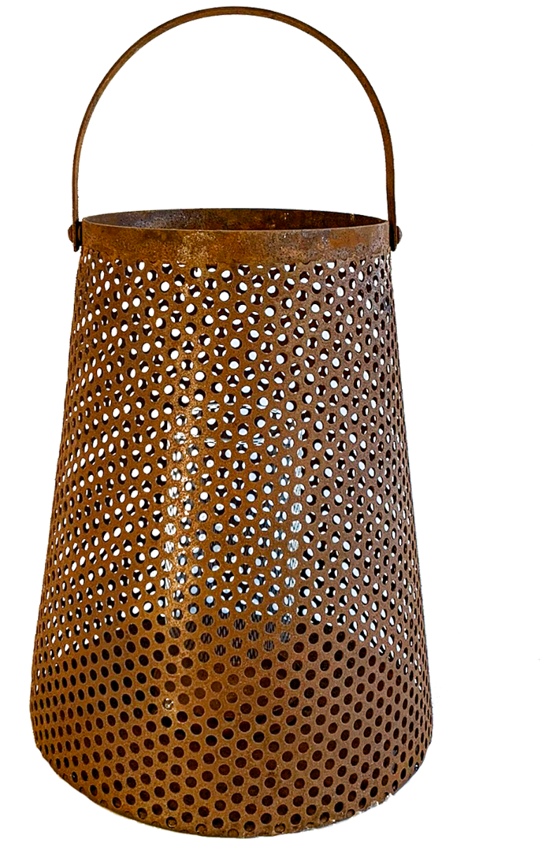 Lyslykt i rustet metall – Ø21xH35 cm