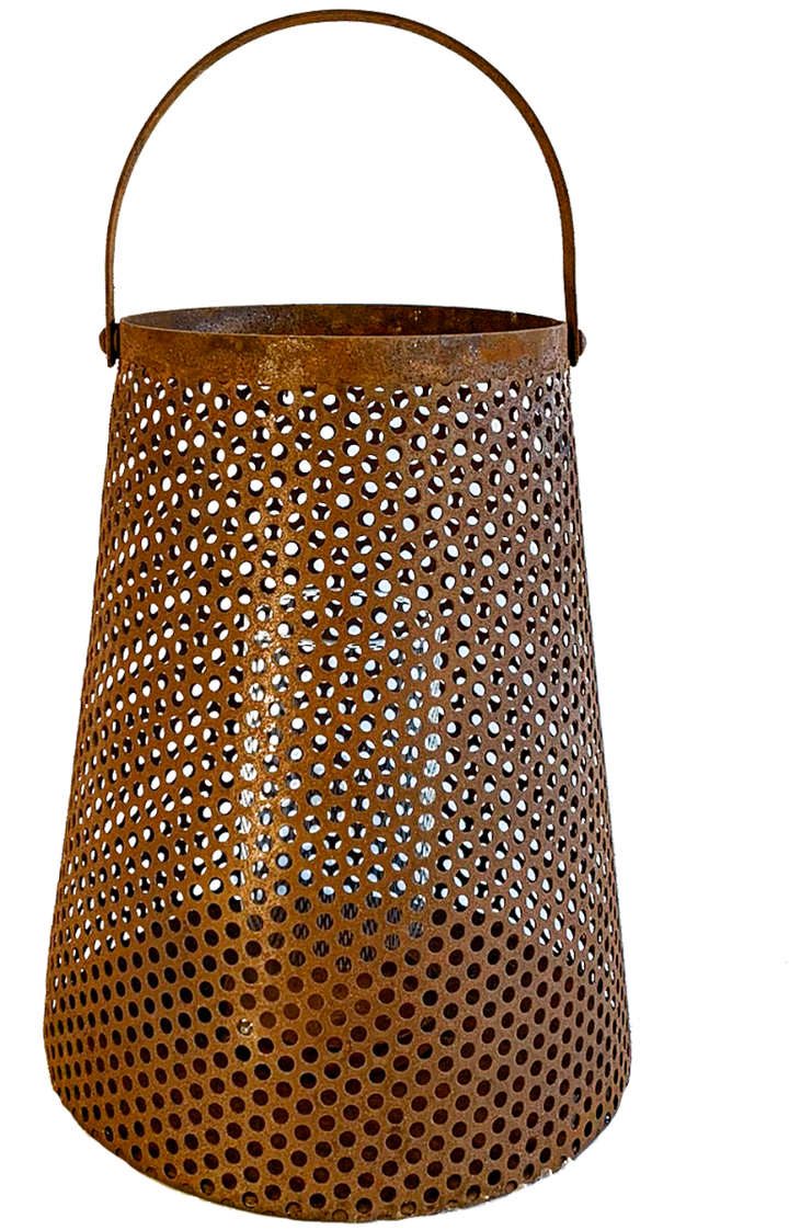 Lyslykt i rustet metall – Ø21xH35 cm