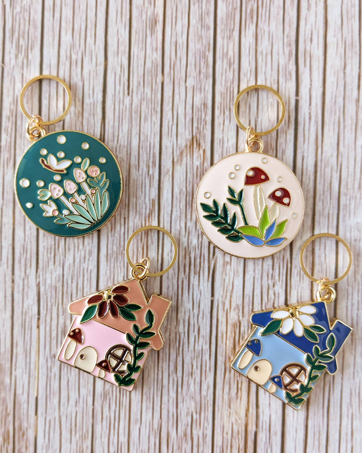 Maskemarkører med blomsterdekor – sett med 4