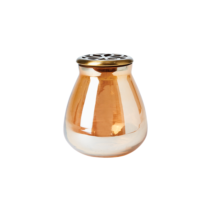 Farget Glassvase med messing