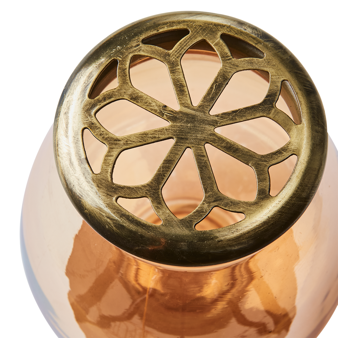 Farget Glassvase med messing