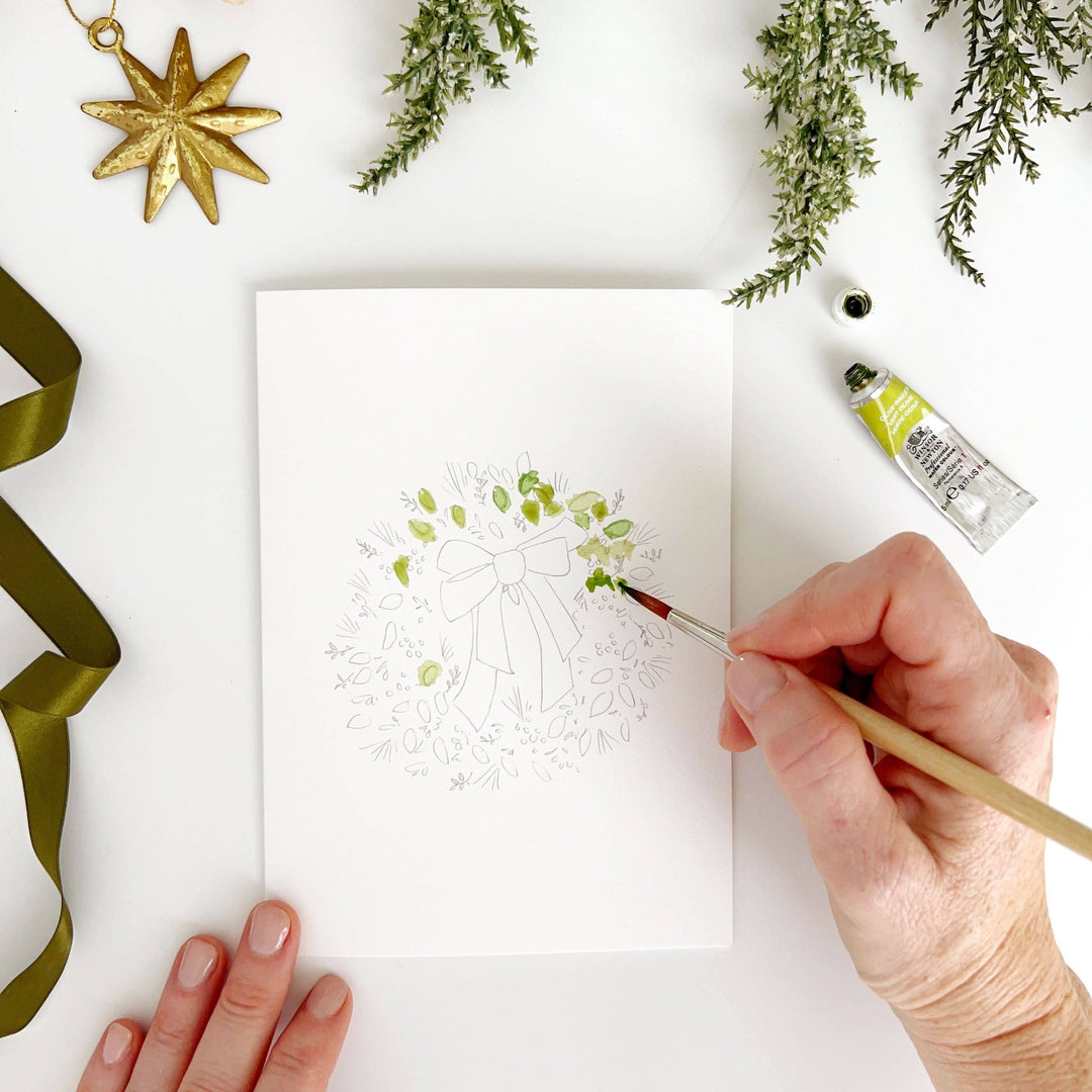 Malbare Akvarellkort – Julekrans
