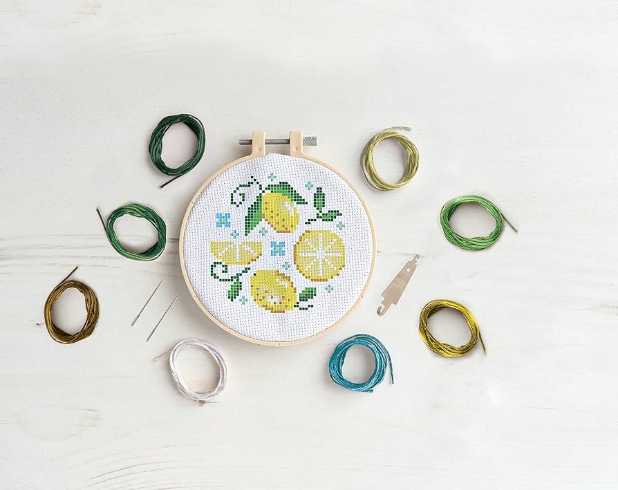 Broderisett – Korssting med sitronmotiv