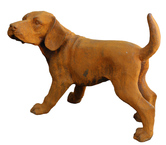 Hund i jern – rustfinish 35x24 cm
