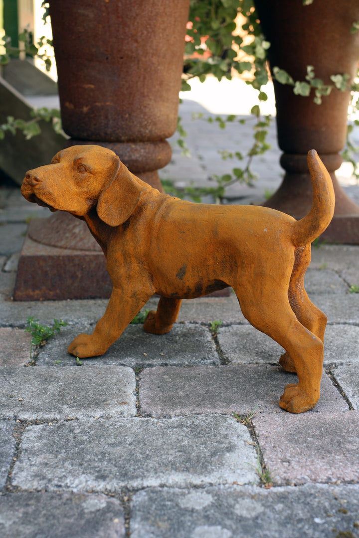 Hund i jern – rustfinish 35x24 cm