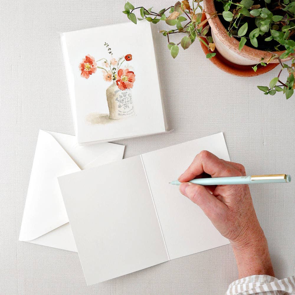 Kort 8 stk – Blomsterbukett i vase - Designet av Emily Lex