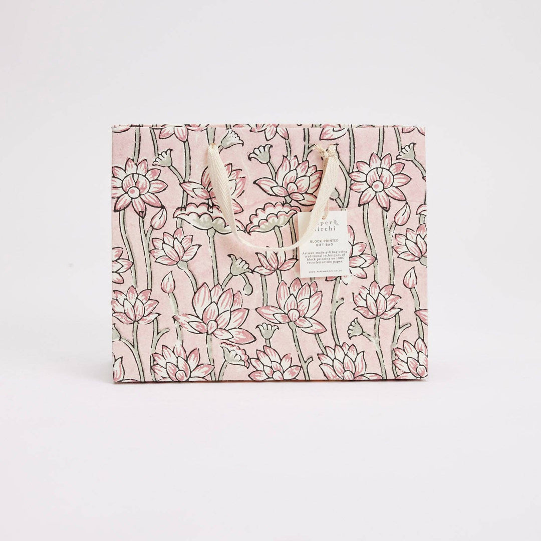 Håndtrykte gaveposer – Pink Earth (Medium)