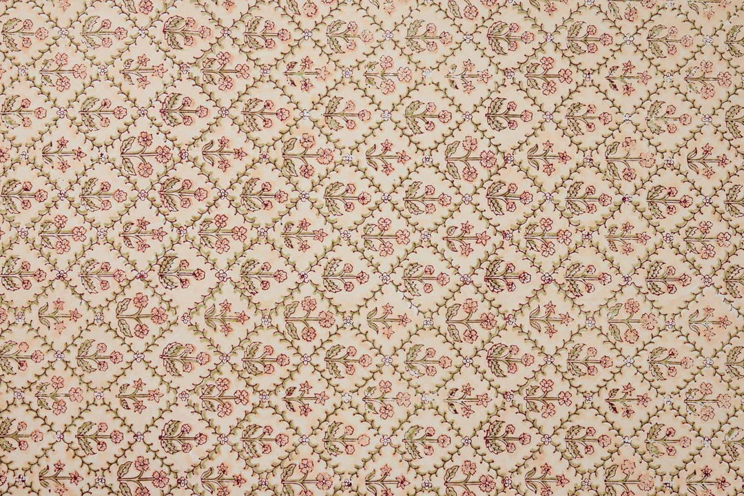 Håndtrykket gavepapir – Floral Lattice Terracotta