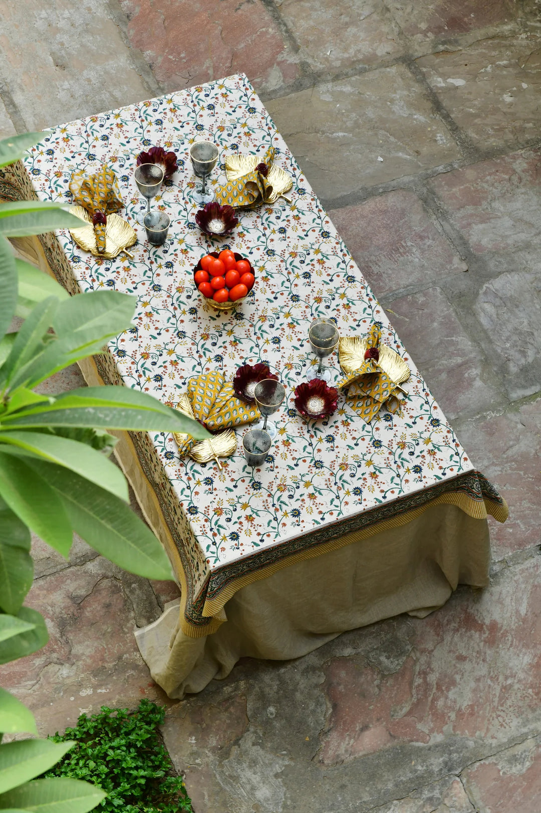 Chamois Samode Duk – Oker, Blå & Grønn