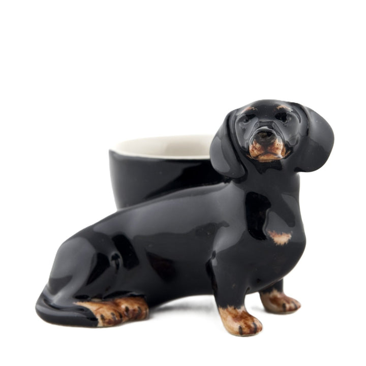 Dachshund Eggekopp Black & Tan – Quail Ceramics
