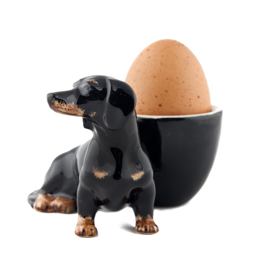 Dachshund Eggekopp Black & Tan – Quail Ceramics