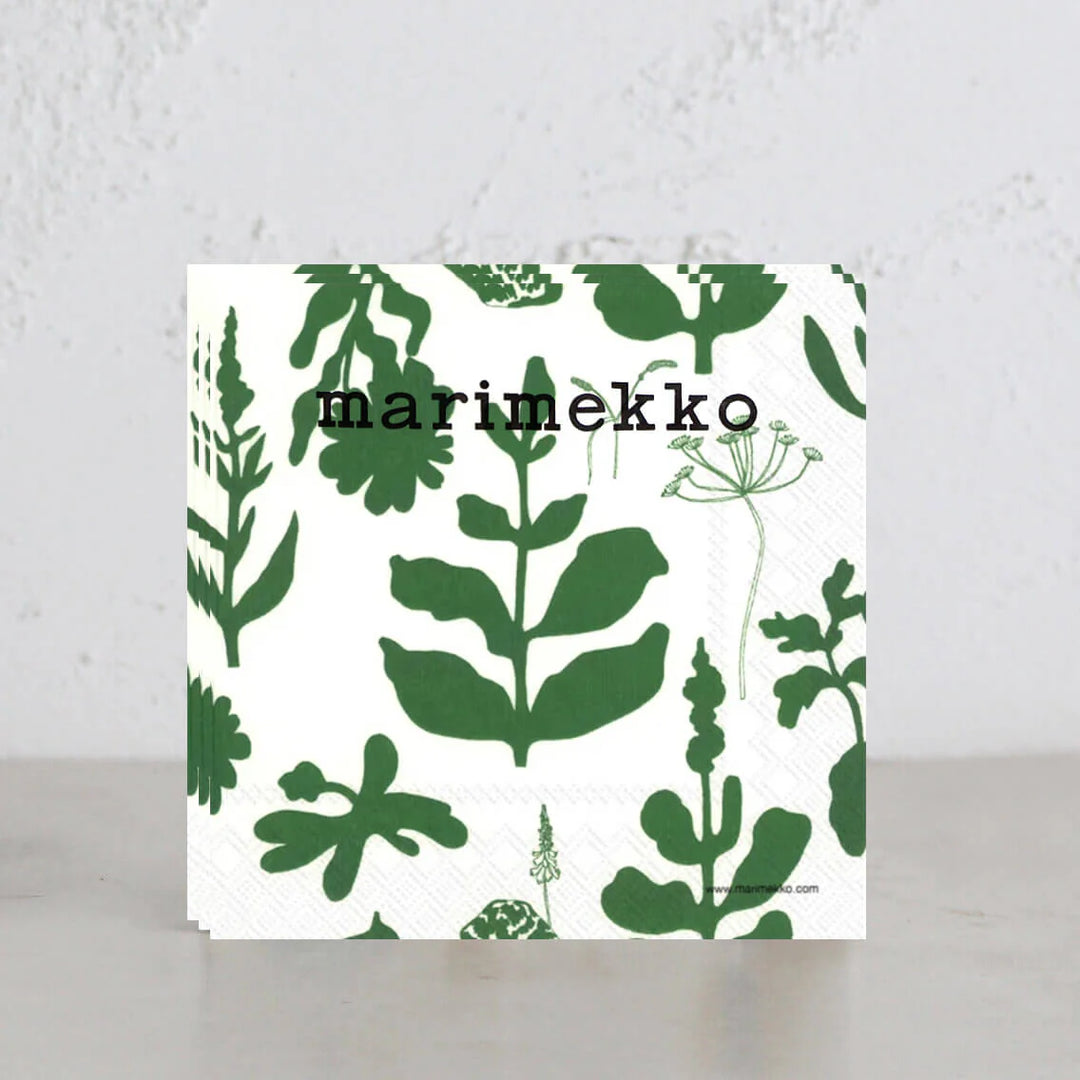 Marimekko Elokuun Varjot servietter – grønn & krem