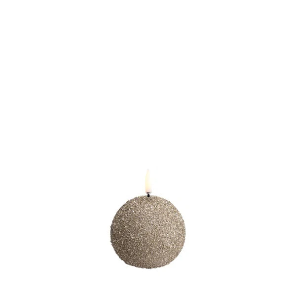 Uyuni LED-kulelys med glitter – Champagne, 7 × 7 cm