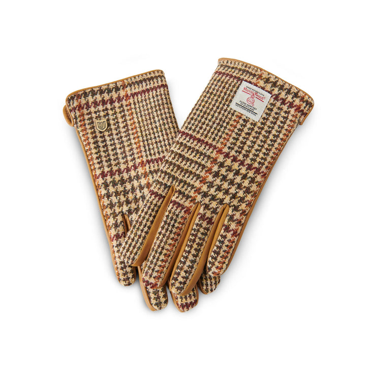 Damehansker med Harris Tweed® og ekte skinn - Beige