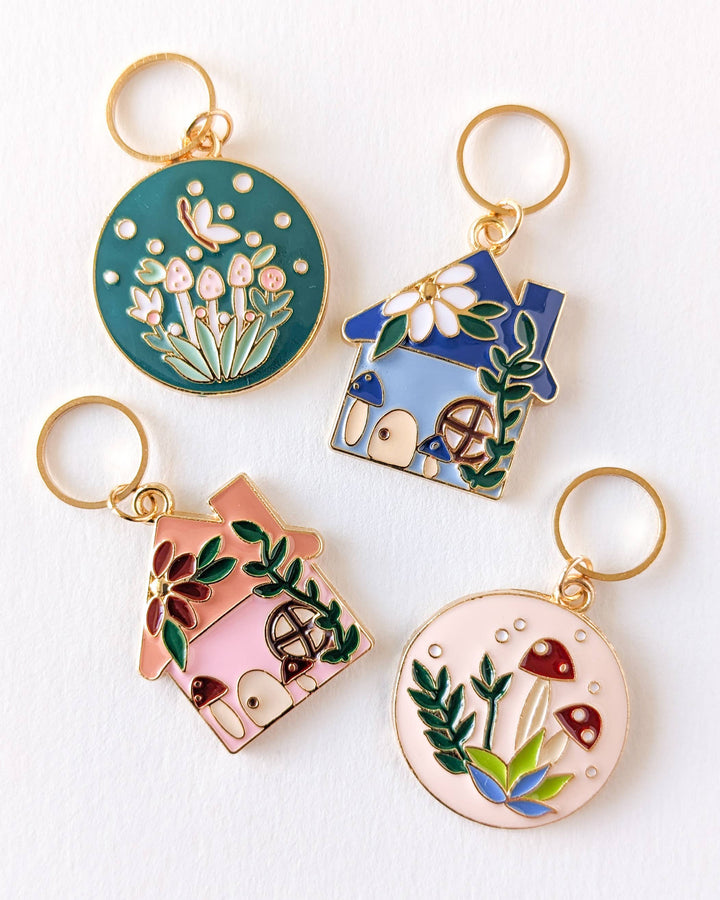 Maskemarkører med blomsterdekor – sett med 4