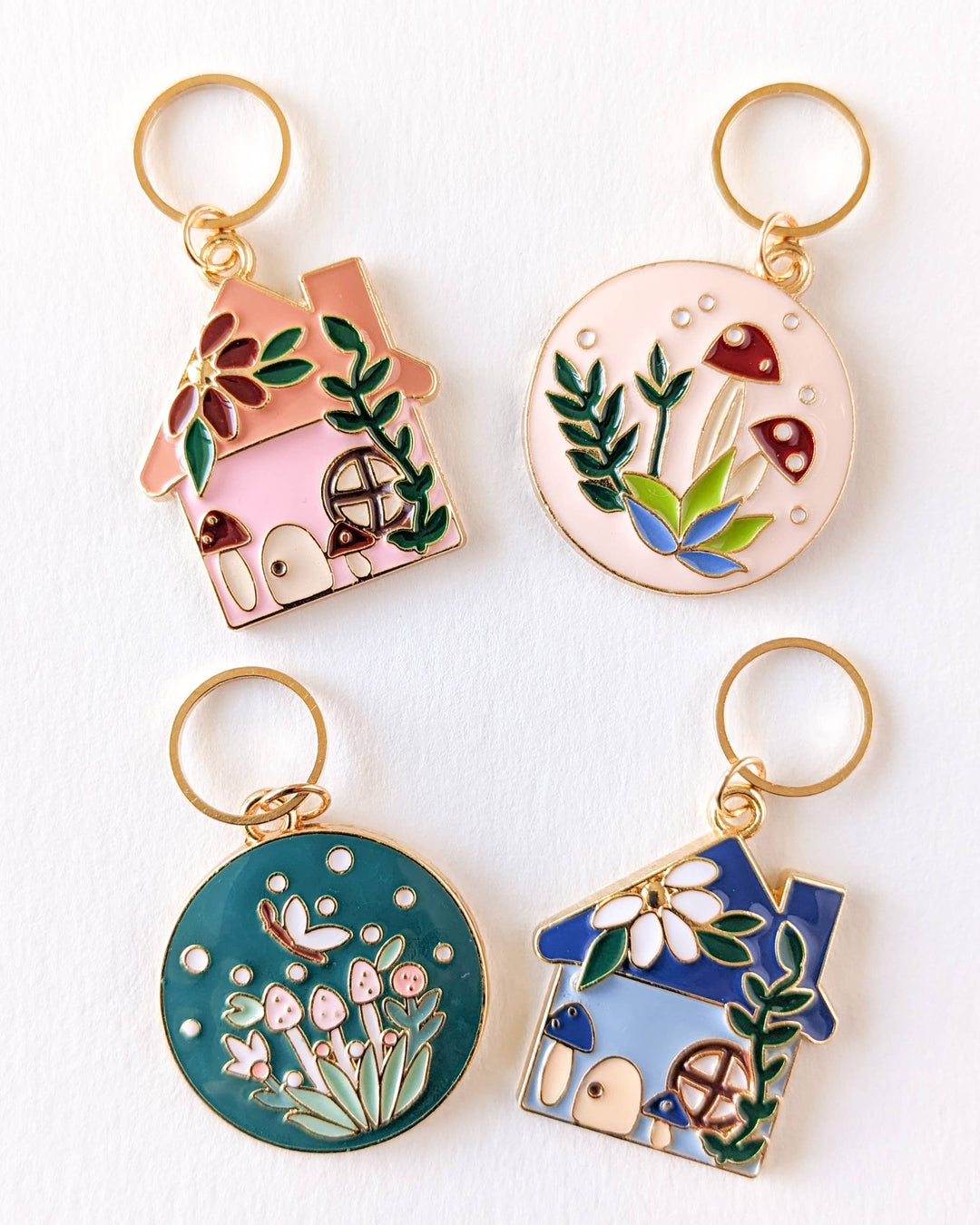 Maskemarkører med blomsterdekor – sett med 4