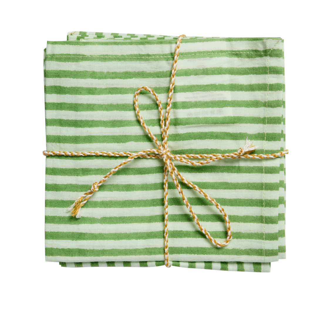Servietter i bomull – Sett med 2 - Green Stripes