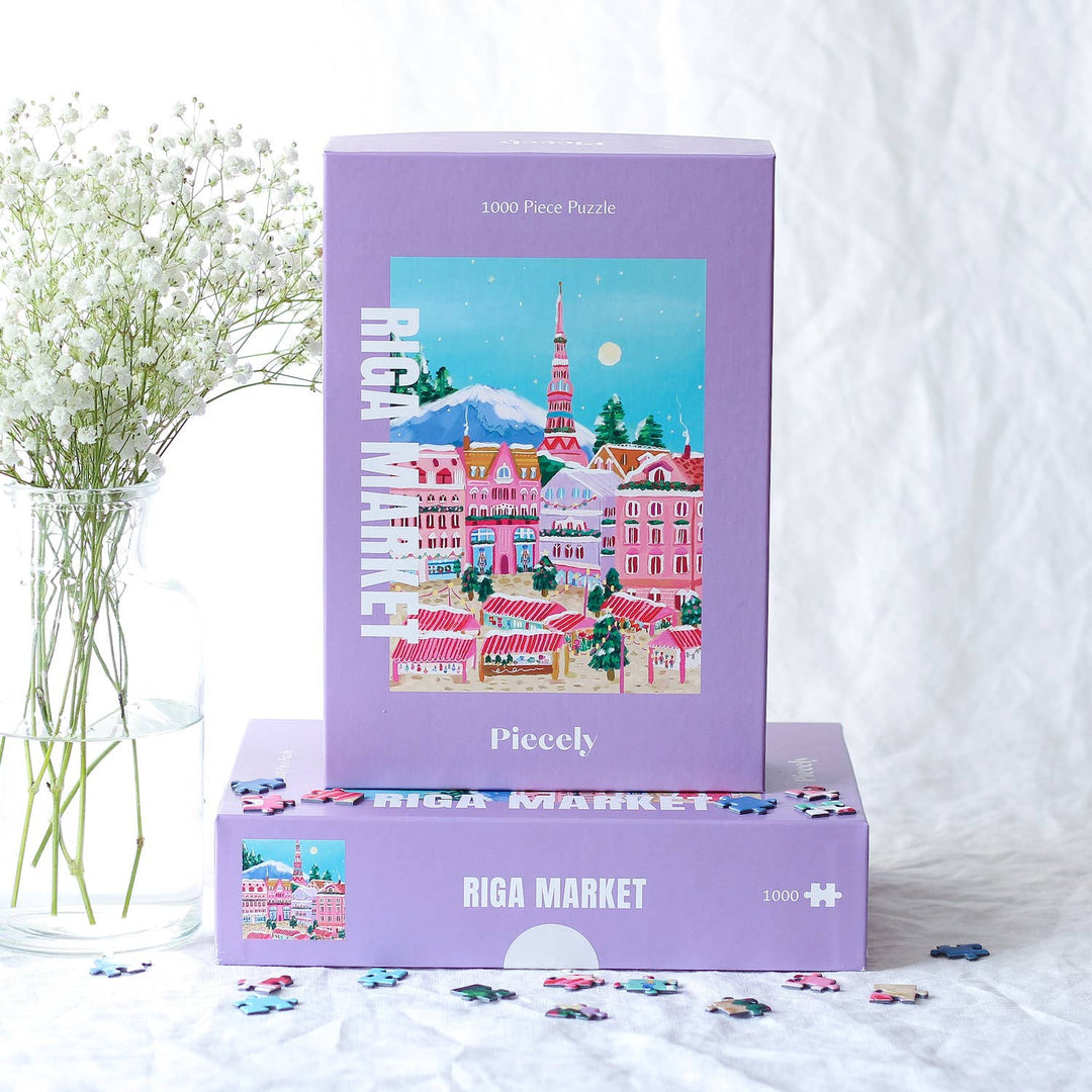 Riga Market Puslespill 1000 brikker – Illustrert av Millie Putland