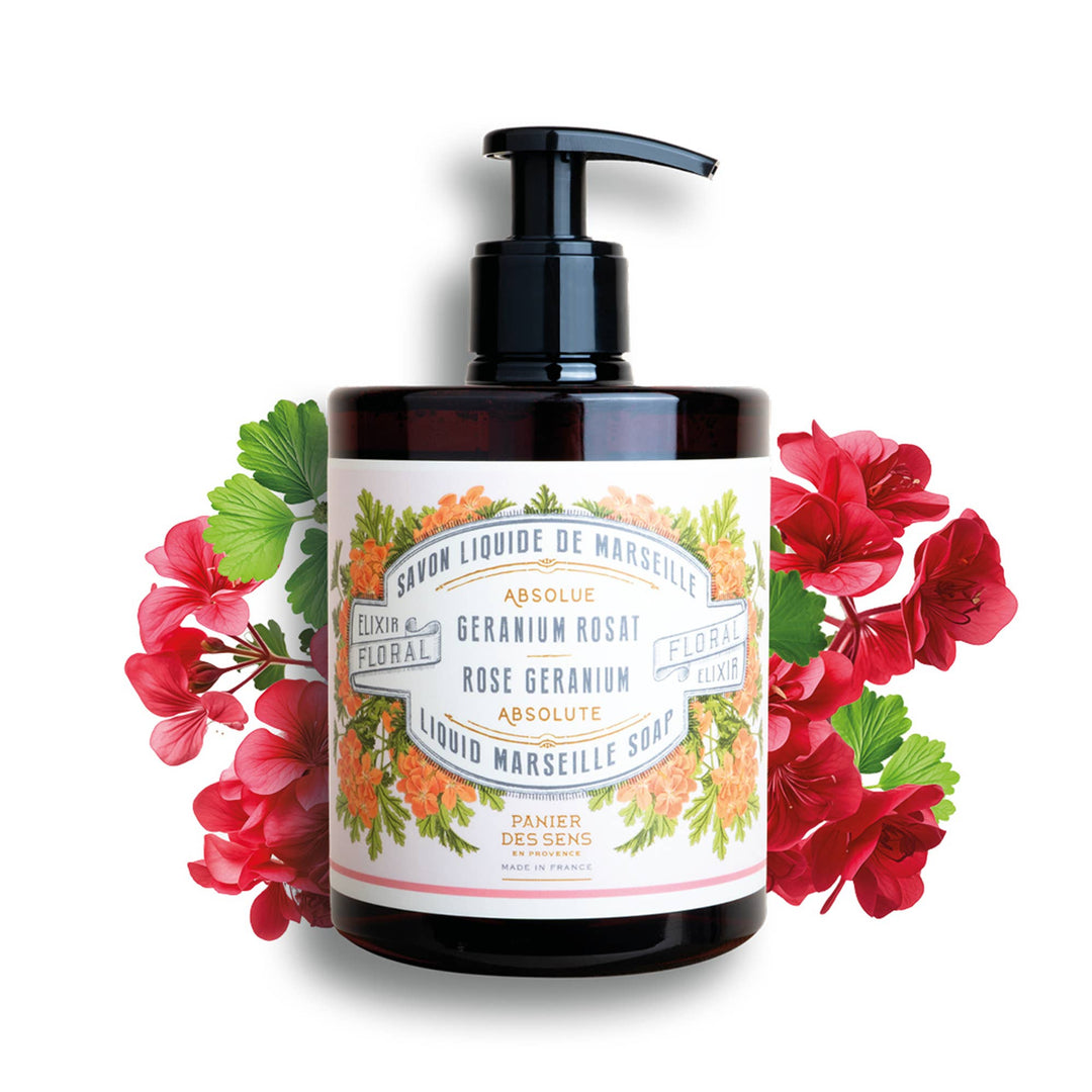 Flytende Marseille-såpe med rosegeranium
