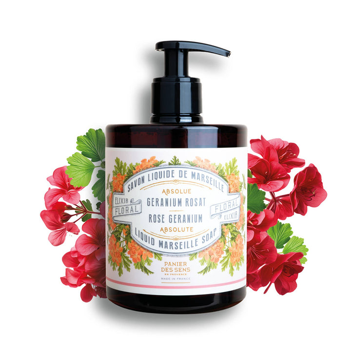 Flytende Marseille-såpe med rosegeranium