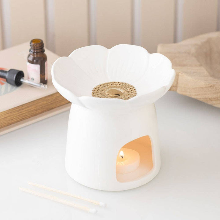 Hvit peon – duftlampe for duftvoks og duftolje