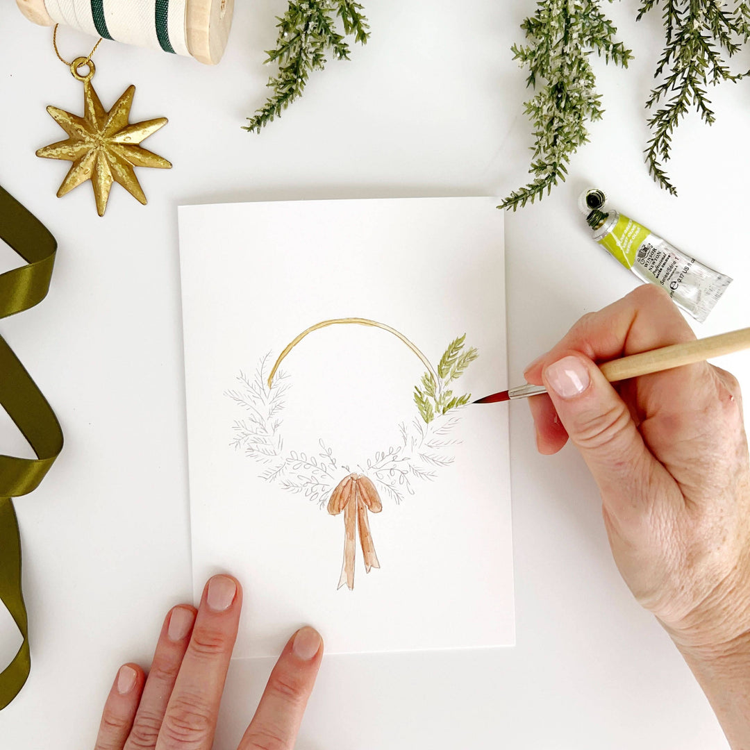 Malbare Akvarellkort – Julekrans