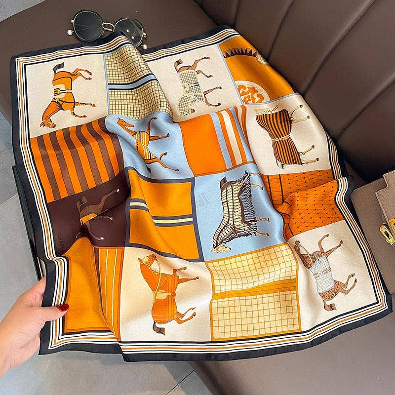 Silkeskjerf – Oransje 70 × 70 cm