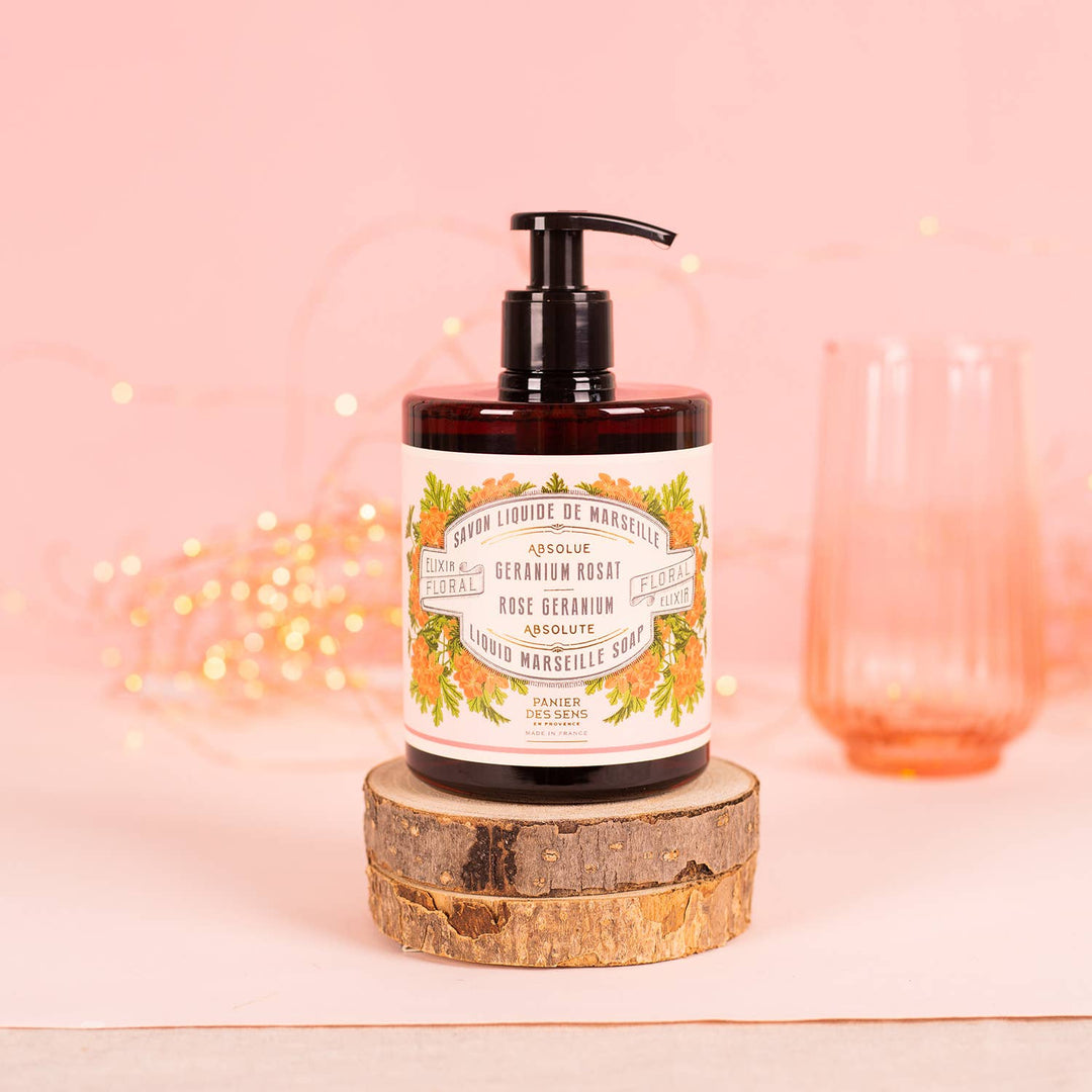 Flytende Marseille-såpe med rosegeranium