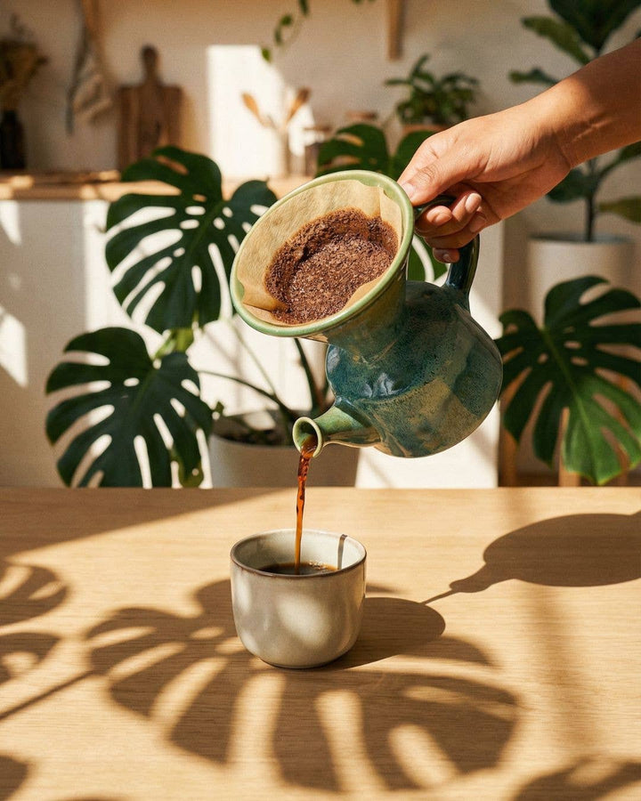 Kaffekanne grønn kjeramikk