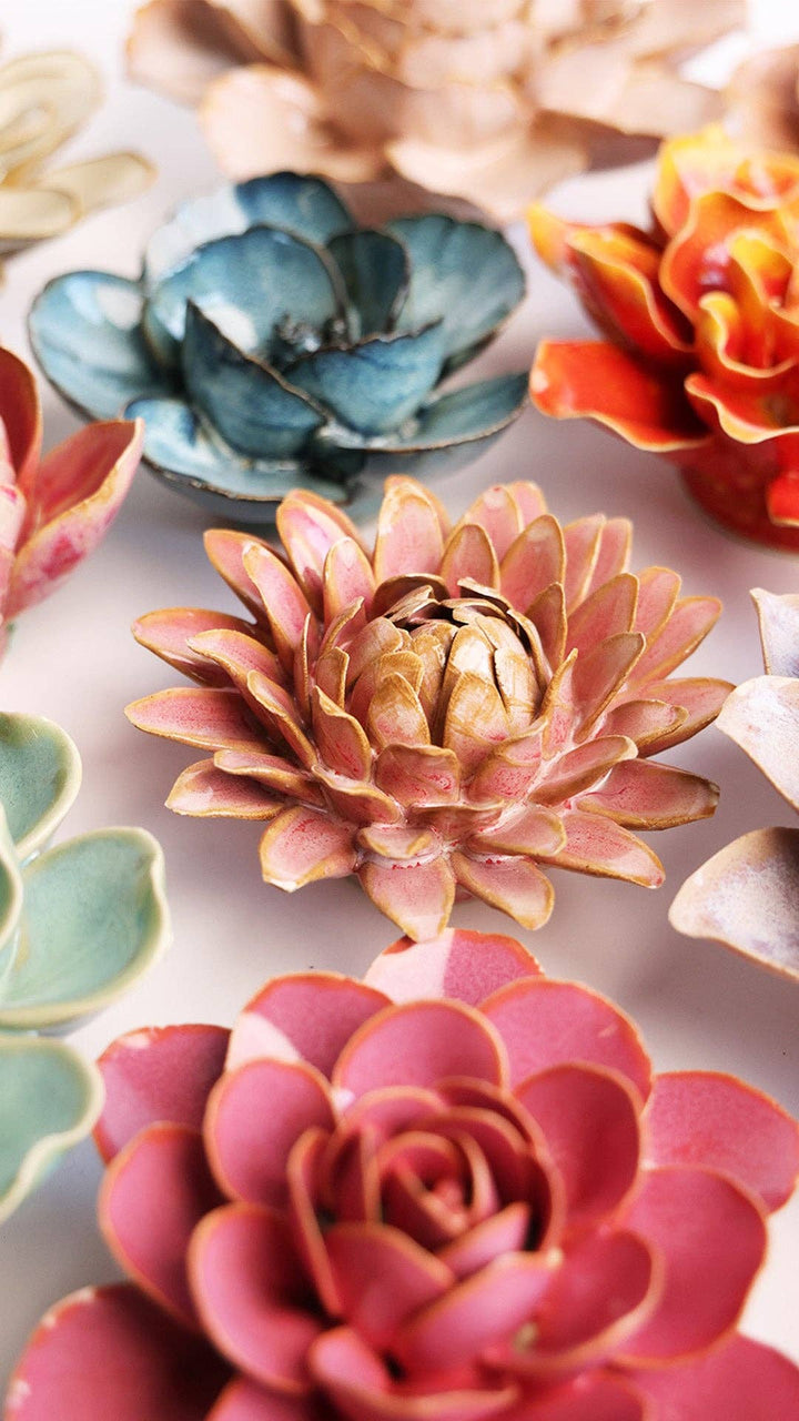 Keramisk blomst - Rose Quartz Pink Strawflower